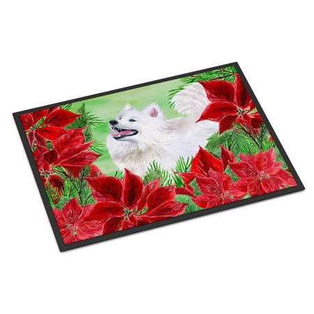 CAROLINES TREASURES Samoyed Poinsettas Indoor or Outdoor Mat - 18 x 27 in. CK1339MAT